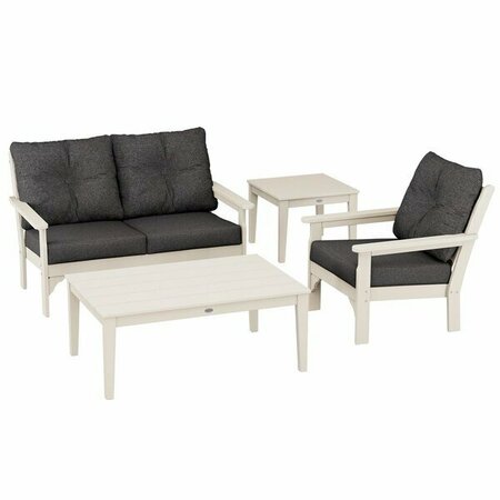 POLYWOOD Vineyard Sand / Ash Charcoal 4-Piece Deep Seating Patio Set with Small Tables 633PWS3S5986
